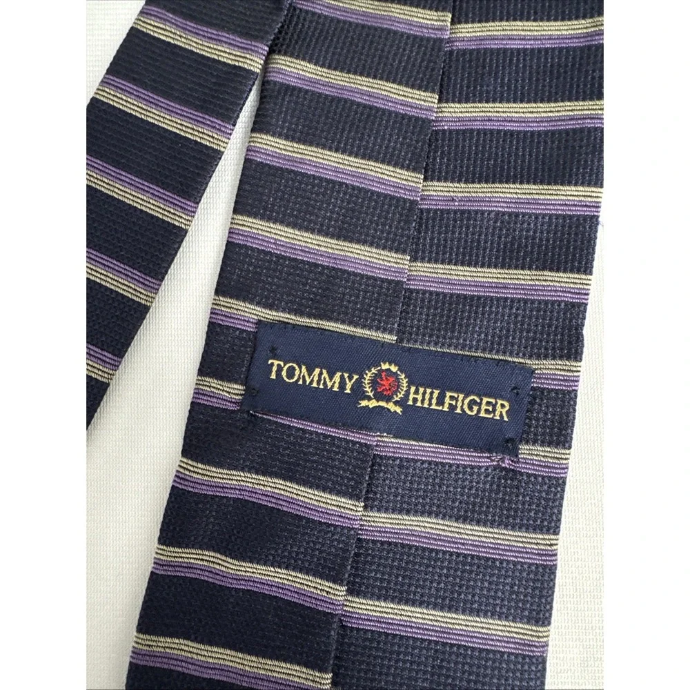 Tommy Hilfiger Neck Tie - Men's - Purple Stripe W/ Logo